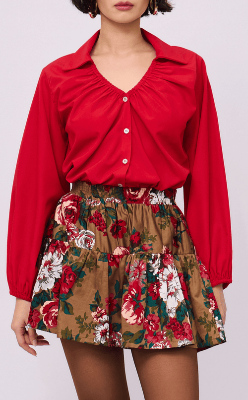 ELISSE TOP - RED POPLIN