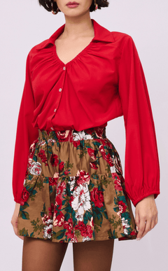ELISSE TOP - RED POPLIN
