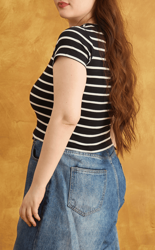 CHESCA TOP - BLACK STRIPES