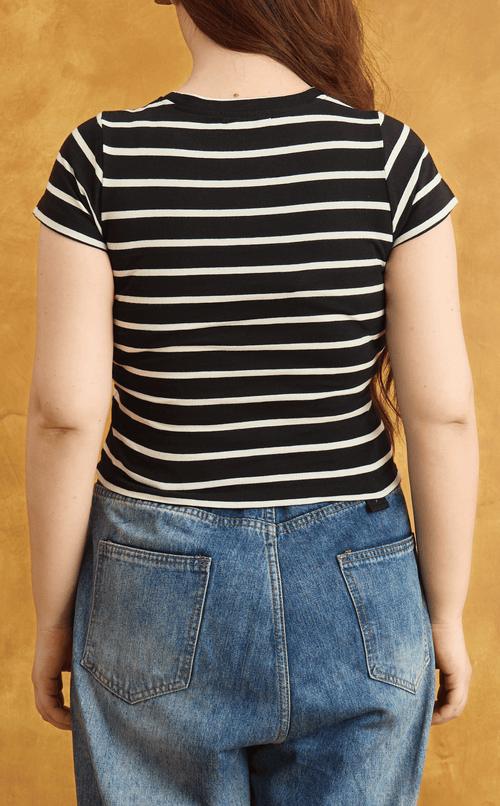 CHESCA TOP - BLACK STRIPES
