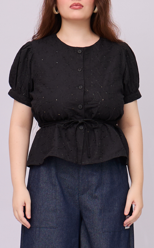 CELINE TOP - BLACK EYELET