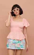 ODESSA TOP - PASTEL PEACH SATIN