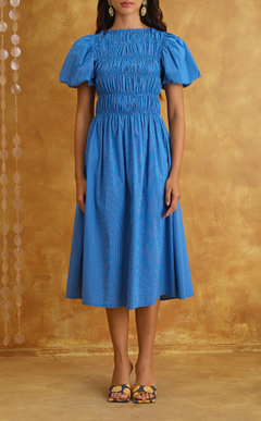 ELENA DRESS - BLUE GRID