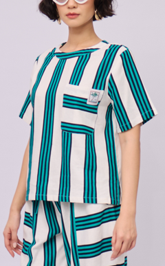 PUERTO SHIRT - TEAL STRIPES LINEN