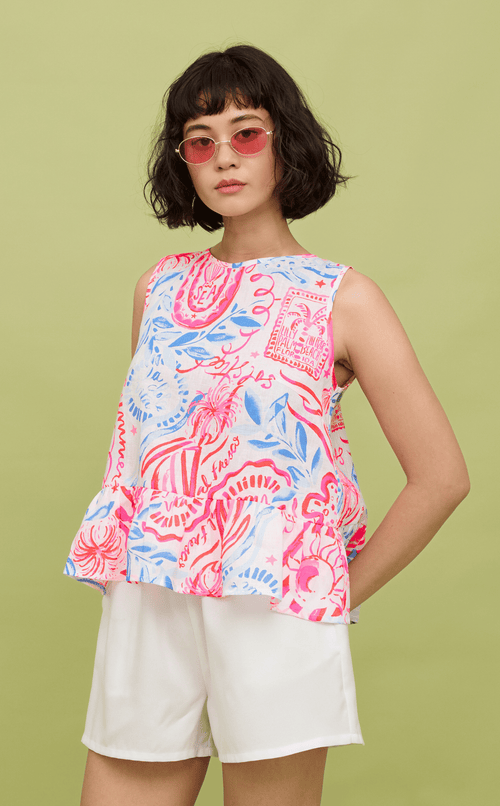 ROSANNA SET - NEON TROPICAL LINEN