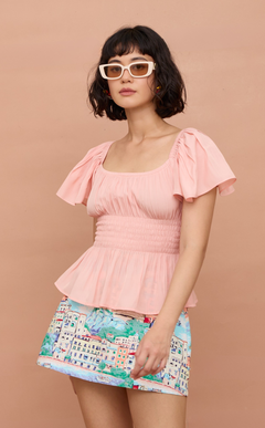 ODESSA TOP - PASTEL PEACH SATIN