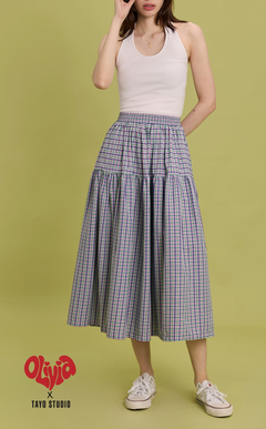 HANNAH SKIRT - PURPLE GREEN MICRO PLAID
