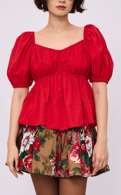 EYA TOP - RED POPLIN