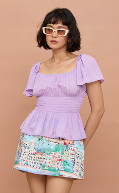 ODESSA TOP - PASTEL LILAC SATIN
