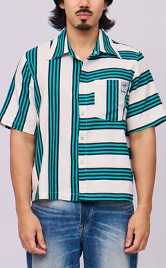 SULTAN SHIRT - TEAL STRIPES LINEN