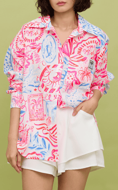 ESCOLTA TOP - NEON TROPICAL LINEN w/ EMBLEM
