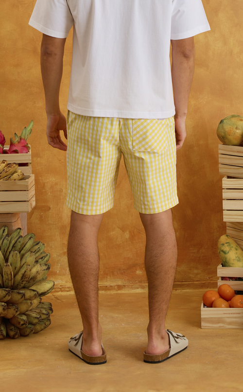 MANU SHORTS - YELLOW GINGHAM