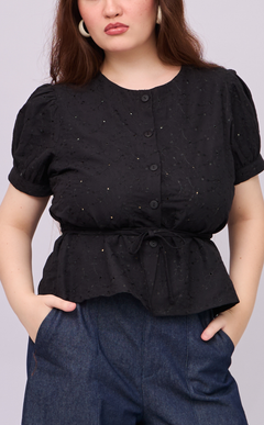 CELINE TOP - BLACK EYELET