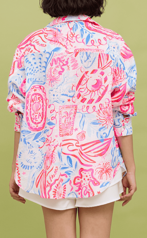 ESCOLTA TOP - NEON TROPICAL LINEN w/ EMBLEM