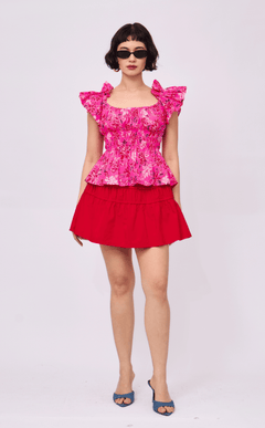 POPPY TOP - NEON PINK FLORAL