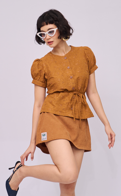 CELINE TOP - CINNAMON EYELET