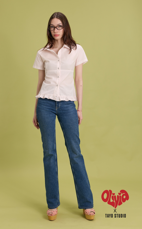 LIV TOP - PINK WHITE STRIPES