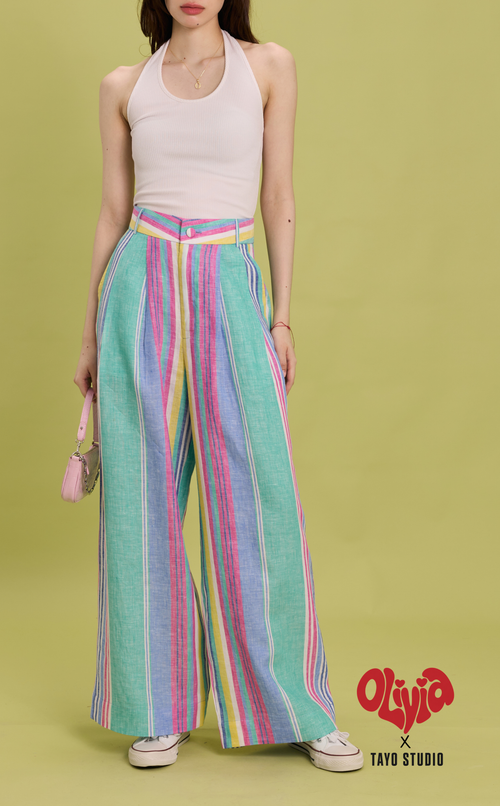 DATU PANTS - MULTICOLOR LINEN STRIPES