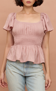 ODESSA TOP - PASTEL OLD ROSE SATIN