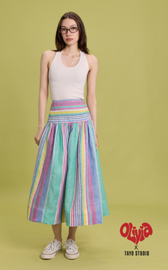 MARIA SKIRT - MULTICOLOR LINEN STRIPES