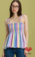 OLI TOP - MULTICOLOR LINEN STRIPES