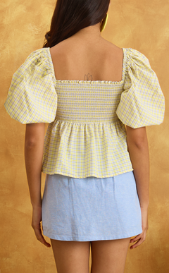 MARIKIT TOP - YELLOW MICRO PLAID Shop.TayoStudio
