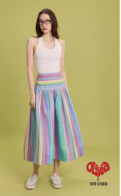 MARIA SKIRT - MULTICOLOR LINEN STRIPES