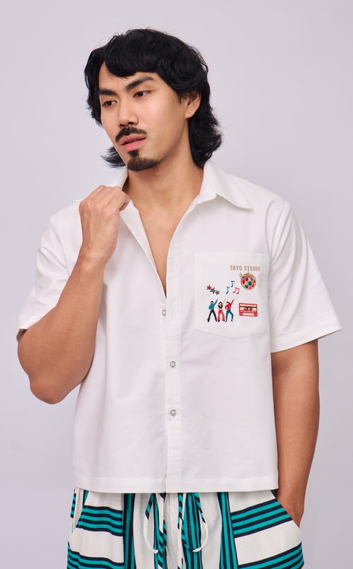 PINO TOP -  WHITE OXFORD w/ DISCO EMBRO