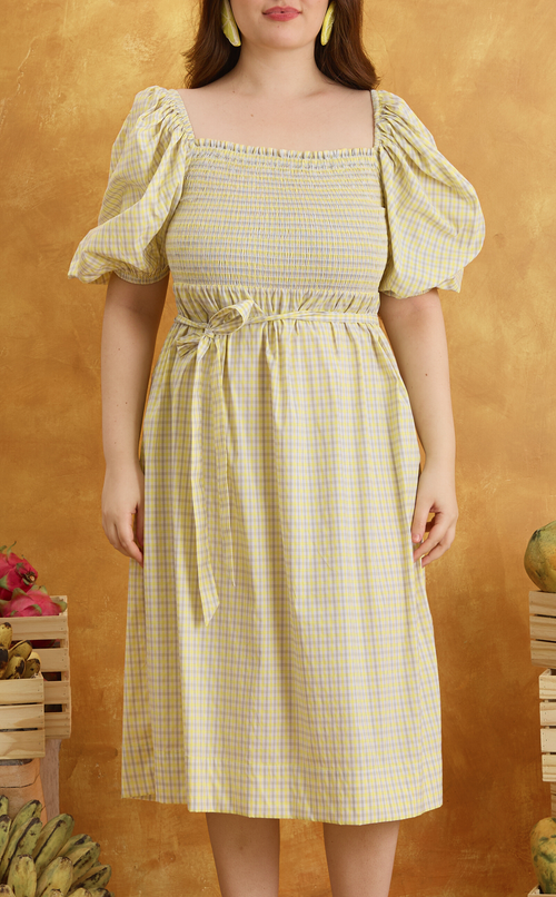 MARIKIT DRESS - YELLOW MICRO PLAID Shop.TayoStudio