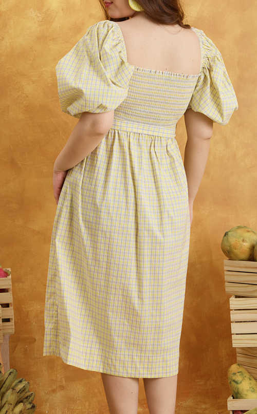 MARIKIT DRESS - YELLOW MICRO PLAID Shop.TayoStudio