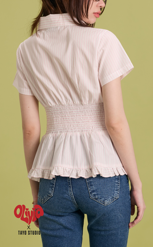 LIV TOP - PINK WHITE STRIPES