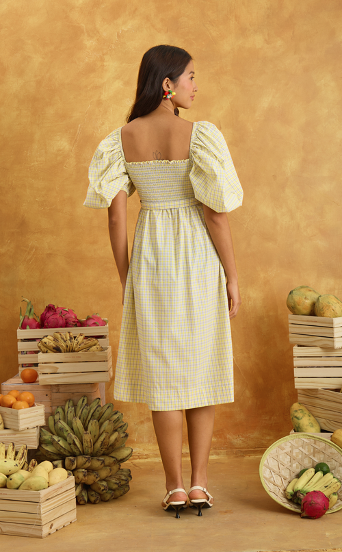 MARIKIT DRESS - YELLOW MICRO PLAID Shop.TayoStudio