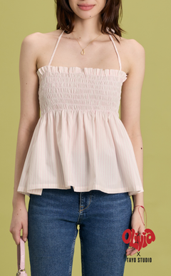 OLI TOP - PINK WHITE STRIPES