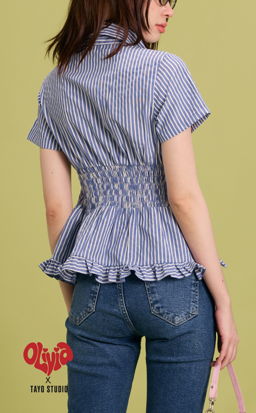 LIV TOP - BLUE SEERSUCKER