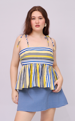 GABI TOP - BLUE AND YELLOW STRIPES