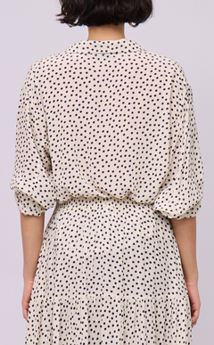 LENA TOP - WHITE MICRO POLKA