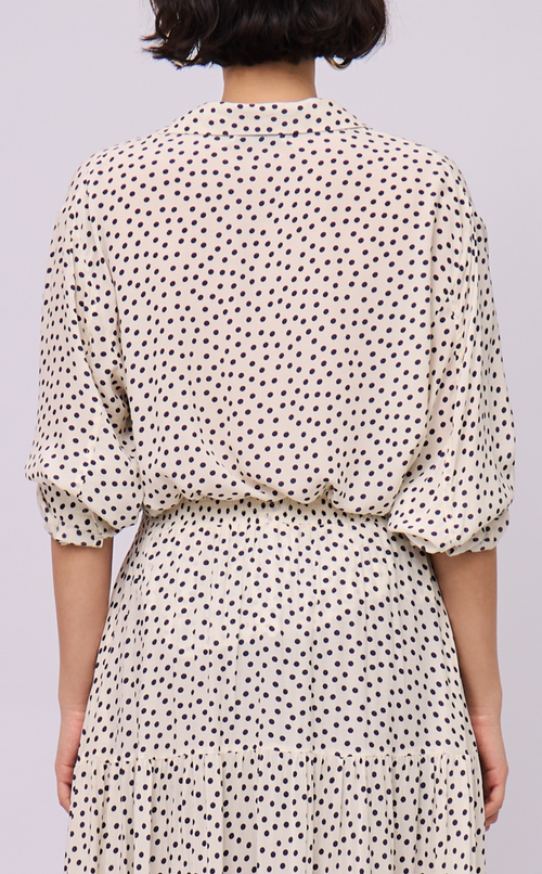 LENA TOP - WHITE MICRO POLKA