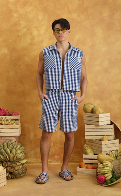 NANO SHIRT - NAVY BLUE GINGHAM