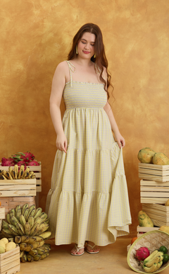 LILIANA MAXI DRESS - YELLOW MICRO PLAID Shop.TayoStudio