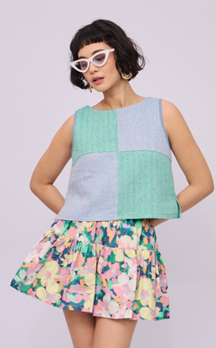 MARTY TOP - BLUE AND GREEN CHEVRON (RETASO)