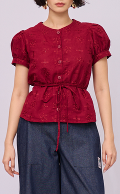 CELINE TOP - MERLOT EYELET