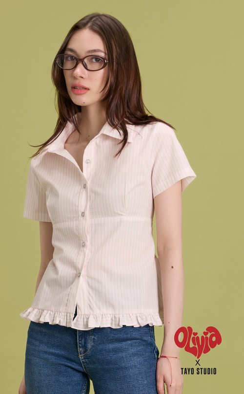 LIV TOP - PINK WHITE STRIPES