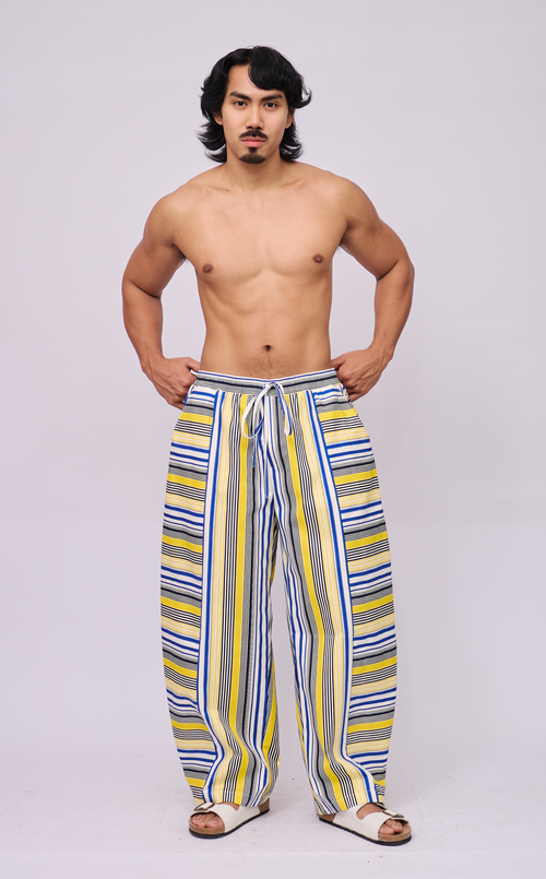GOMEZ PANTS - BLUE AND YELLOW STRIPES