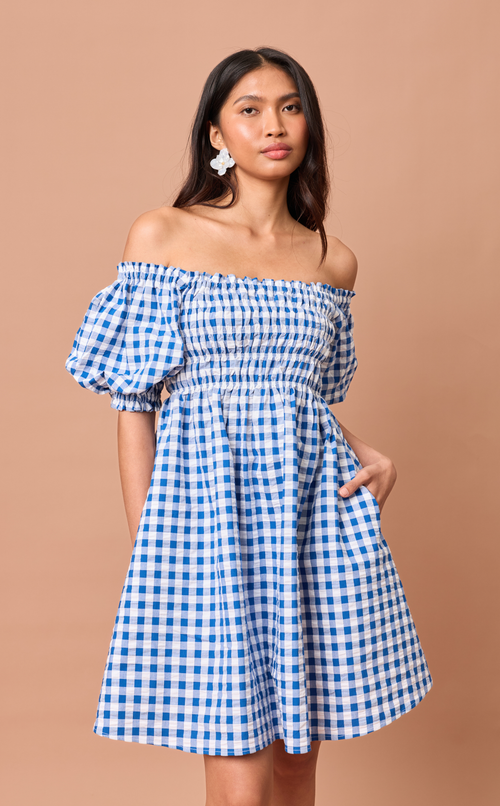 ADORA DRESS - BLUE GINGHAM
