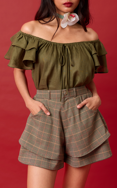 AZUL SHORTS - HOUNDSTOOTH PLAID Shop.TayoStudio