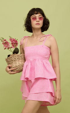 AZUL SHORTS - PINK STRIPES LINEN