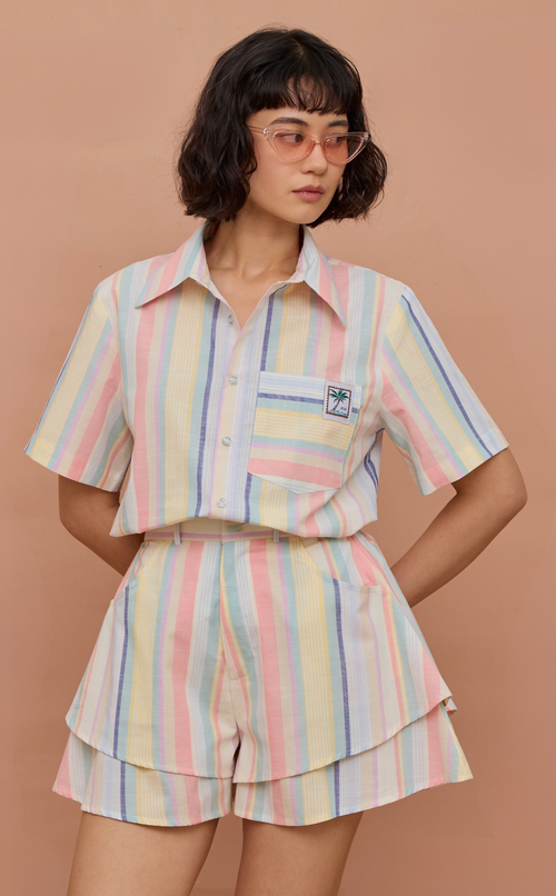 AZUL SHORTS - PASTEL MULTICOLOR STRIPES