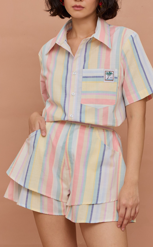 AZUL SHORTS - PASTEL MULTICOLOR STRIPES