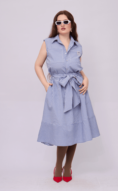 AGNES SKIRT - BLUE STRIPES SEERSUCKER