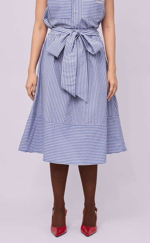 AGNES SKIRT - BLUE STRIPES SEERSUCKER